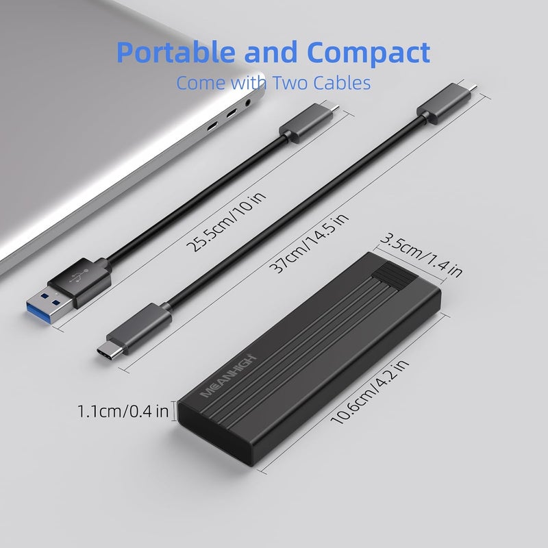 MEANHIGH M.2 NVME SATA SSD Enclosure, Tool-Free USB 3.2 Gen 2 10Gbps NVME to USB Adapter, Supports M and B&M Keys External Solid State Drive Case for Size 2242/2260/2280(Up to 8TB) - Image 5